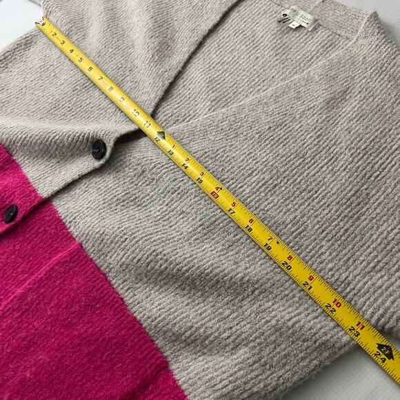 See U Soon Oversized Cardigan Sweater Women Size Medium Colorblock Tan Pink - Picture 4 of 9